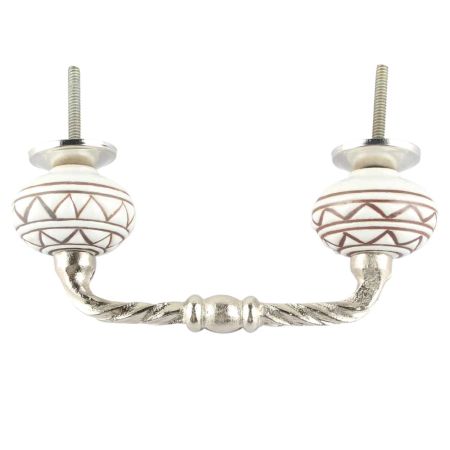 White Pattern Etched Ceramic Cut Bridge Handle Online